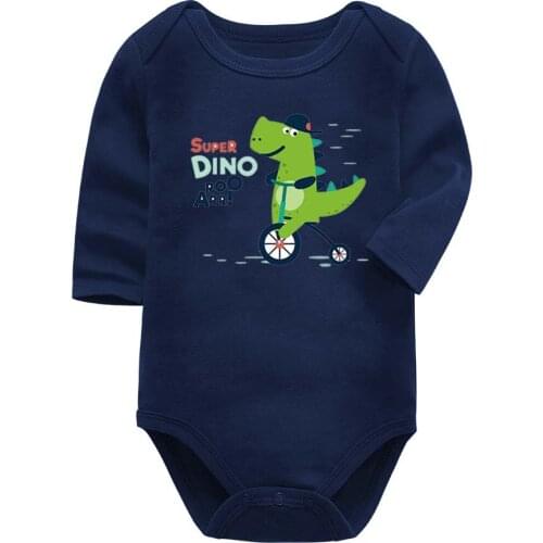 Baby Boys Clothes Long Sleeve Bodysuit Spring Cotton Girls Underwear Cartoon Printed Dinosaur Baby Clothes