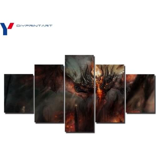 DOTA 2 SF 5 Panels Room Decoration Game Poster Wall Painting for Living Room A0633