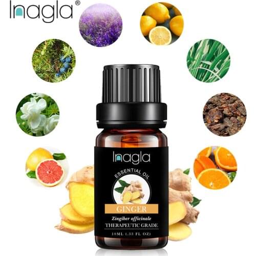 Inagla Ginger Essential Oil Pure Natural 10ML Pure Essential Oils Aromatherapy Diffusers Oil Relieve Stress Home Air Care
