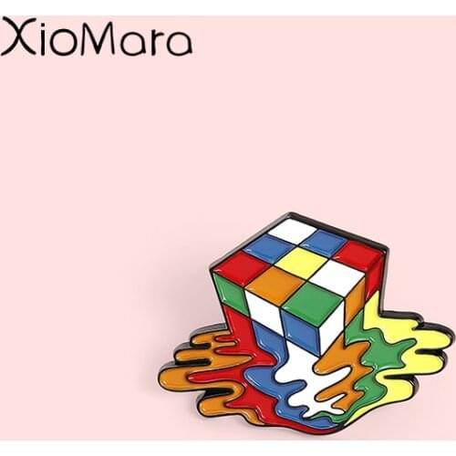 Melting Cube Enamel Pins Educational Toys Brooches Badges For Women Men Clothes Bag Pins Jewelry Gift for Friends