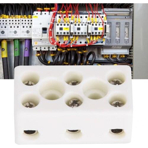 10pcs 3 Way 24A Ceramic Terminal Block Wire Connector High Temperature Resistant Porcelain Terminal Block