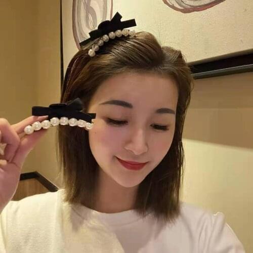 Korean temperament pearl hairpin female back head clip headdress bangs medium shark clip net red 2021 new