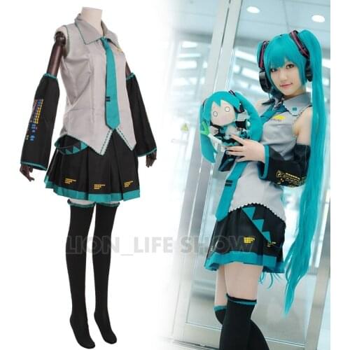 Vocaloid Set Miku Cosplay Costume outfits harajuku Costumes Miku wig