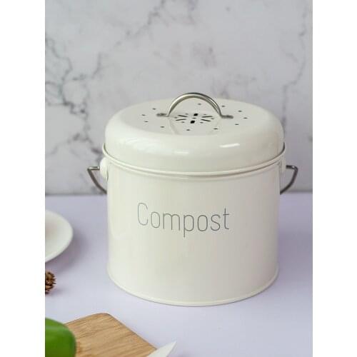 Kitchen Compost Bin Organic Homemade Trash Can Melons Leaves Outdoor Countertop Round Charcoal Filter Bucket
