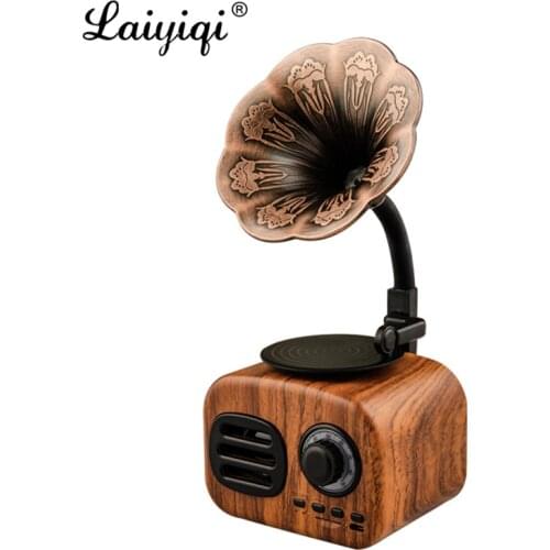 Laiyiqi Phonograph gramophone Retro design solid wood new Speaker Bluetooth FM radio portable pocket receiver radyo aged Elderly