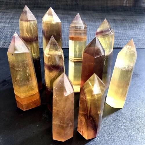 Yellow fluorite crystal wand point natural stone quartz minerales healing gemstones home decoration