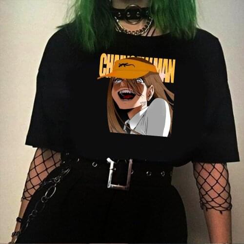 2021 Hot Anime Chainsaw man Fashion Harajuku kawaii Summer Short-sleeve Male T-shirt