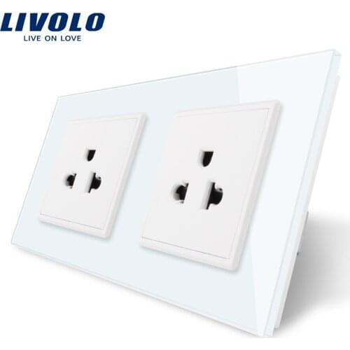 LIVOLO, Manufacturer, 16A US Standard, Wall Electric / Power Double Socket /Plug, Crystal Glass Panel,VL-C7C2US-11
