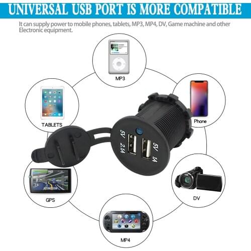 Motorcycle Dual USB Charger Adapter with Switch Outdoor CS-335 Car Boat 3.1A USB Socket Personal Motorcycle Ornaments
