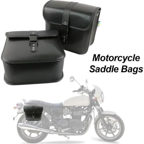 Motorcycle Saddlebags Side Tool Bag PU Leather Luggage SaddleBag Pouch Black Universal Universal PU Leather Saddlebags parts
