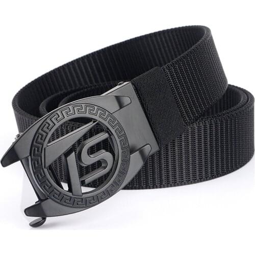 Mens nylon belt smooth buckle automatic buckle beltSimple Korean version of the trendy young people plus trousers
