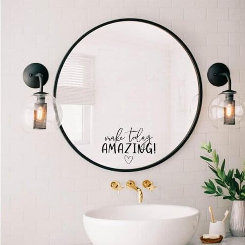 Makeyes Glass Decals Make Today Amazing Beautiful Wall Sticker Home Bathroom Mirror Wallpaper Art Design House Warm Decor Q454