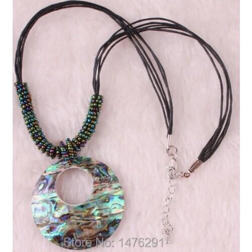 New Abalone Shell Wafer Necklace Bead Pendand 18"L