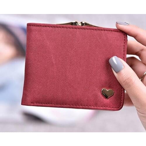 New Women Solid Small Wallets Ladies Leather Heart Purse Short arrival Femal Coin Bag Womens Hasp Card Money Simple Wallet