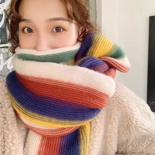 Super Large Thickening Rainbow Scarf 200cm*45cm 260g Autumn Winter Women Scarf WJ13
