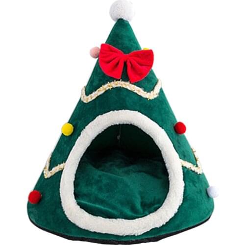 Puppy Cat Cave Christmas Tree Design Pet Puppy Bed Top Quality Winter Warm dog beds for small dogs Comfortable House For Cat