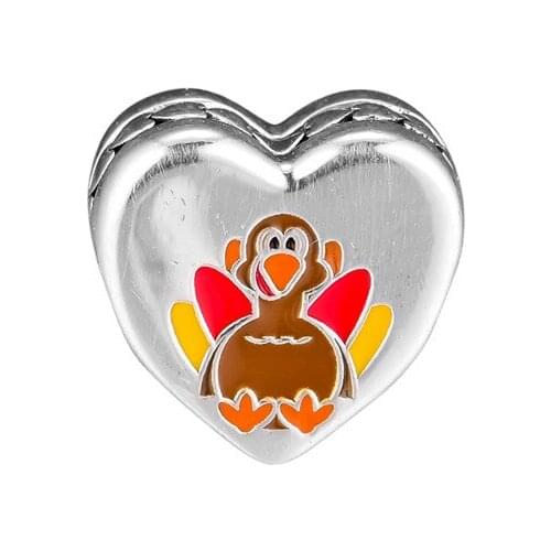 Thankful For You Heart Beads for Charms Bracelets Women Silver 925 Jewelry Color Enamel Turkey DIY Beads подвеска