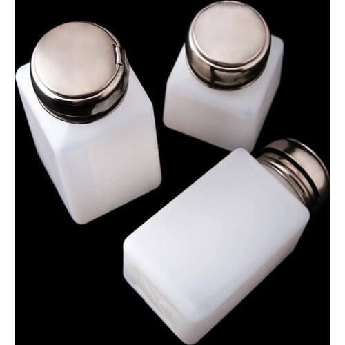 100/200/250ml Portable Empty Pump Bottles Liquid Alcohol Press Dispenser for Nail Polish Remover Alcohol Clear Bottle