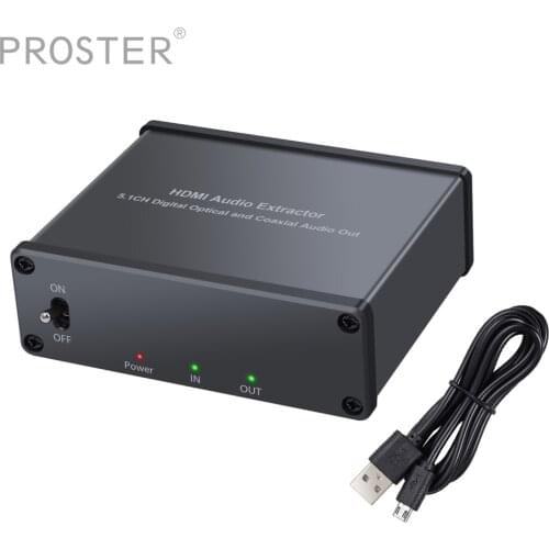 Proster 4K 3D HDMI Audio Extractor HDMI to HDMI Optical TOSLINK SPDIF + Coaxial Audio Converter HDMI Audio Splitter Adapter