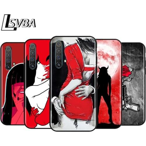 Sexy Devil Woman for OPPO Realme V15 X5 X3 X50 X7 X2 C17 C11 C3 C2 7 7i 6 6S 6i 5 3 2 Pro Soft Black Phone Case