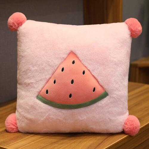 Kawaii Fruit Pillow Hair Ball Creative Cushion Soft Funny Plush Pom Pom Ball Pillow Soft Cushion Stuffed Toys