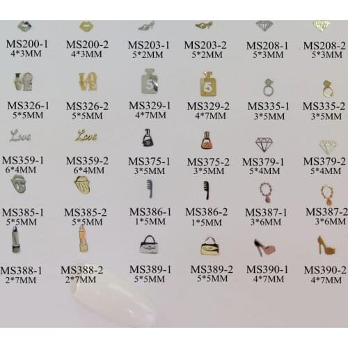 Mix Pack 100pcs/bag Silver/Gold Love Lip Diamond Handbag Lipstick non-adhesive Soft Metal Sticker Nail Art Decoration