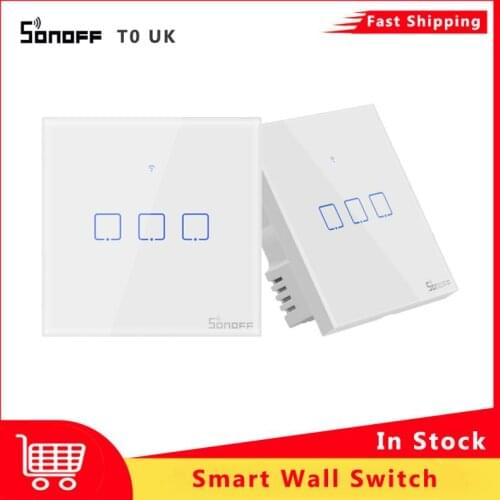 SONOFF T0 Uk TX-Series 1/2/3 Gang WiFi Smart Switch Home Automation WiFi Wall Switches Compatible with eWelink Google Home Alexa