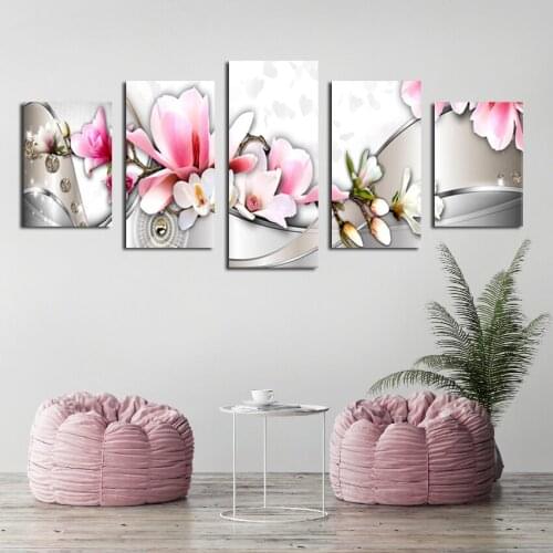 Modern Golden Pink Lily Poster Home Decoration Print Poster Bedroom Canvas Art Wall Painting Picture Living Room Home Decor