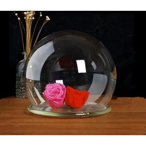 Diameter=20cm Big Size Round Shaped Glass Dome Vase Home Decoration Creative Glass Base Cover DIY Friend Birthday Gift Wedding
