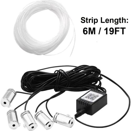 RGB LED Strips Ambient Light APP Bluetooth Control for Car Interior Atmosphere Light Lamp 8 colors DIY Music 6M Fiber Optic Band