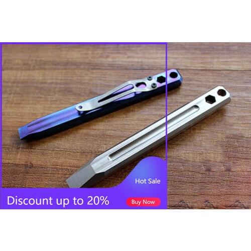 Titanium shovel prying bar screwdriver tool with card holder EDC tool keychain pendant