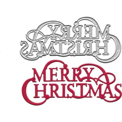 Merry Christmas Words Metal Cutting Dies Scrapbooking Embossing Folders for Card Making Craft Stencil Paper Dies