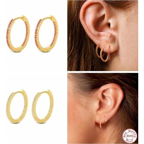 Aide 925 Sterling Silver 15mm Big Circle Hoop Earrings 18K Gold AAAAA Zircon Pave Huggie Earrings For Women Gift Fashion Jewelry