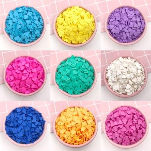 100g/lot 8mm Heart Shape Slice Polymer Clay Sprinkles for Crafts Making DIY Slime Filling Material Nail Art Decoration
