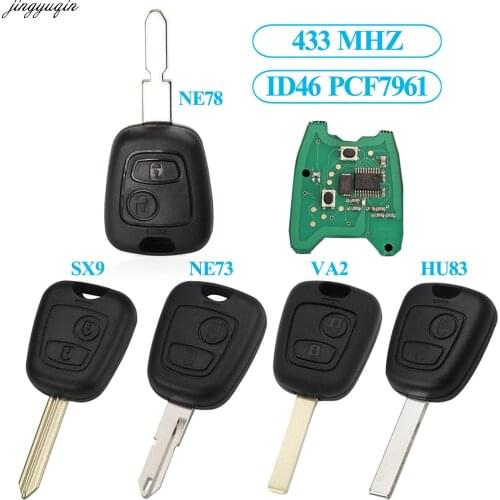 Jingyuqin 2BTN Remote Car Key 433MHZ PCF7961 ID46 Chip For Peugeot 106 306 307 107 407 Partner Citroen C1 C3 C4 C6 Saxo Picasso
