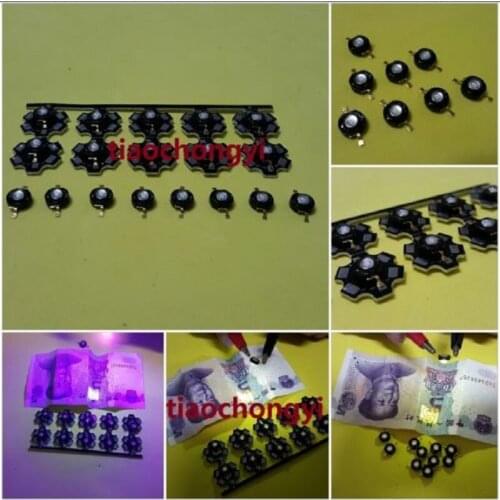 20PCS 3W High Power UV ultraviolet 365nm 380nm 395nm black LED Lamp Light