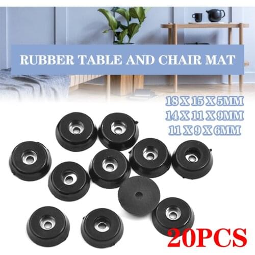 20Pcs Black Rubber Table Chair Furniture Feet Leg Pads Tile Floor Protectors 18x15x5 /14*11*9 /11*9*6mm Table Chair Feet Pads