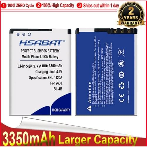 HSABAT Battery for NOKIA 2505 3606 3608 2670 2660 2630 5000 6111 7070 7088 7370 7373 7500 3350mAh BL-4B free shipping+tracking