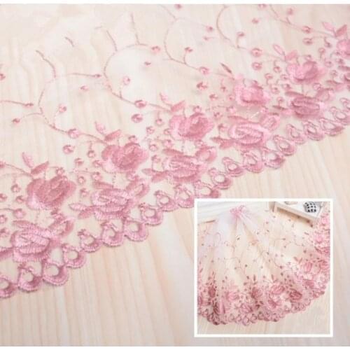 White Mesh Gauze Pink Embroidery Exquisite Lace DIY Ladies Wedding Children s Clothing Fabric Cradle Home Textile Sofa Trim