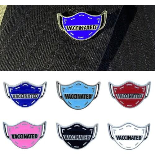I Have Been Vaccinated Pin Mask Metal Lapel Pin Adult Brooches Metal Brooches For Women Men Badge Shirt Clothes Bag Pins Metal