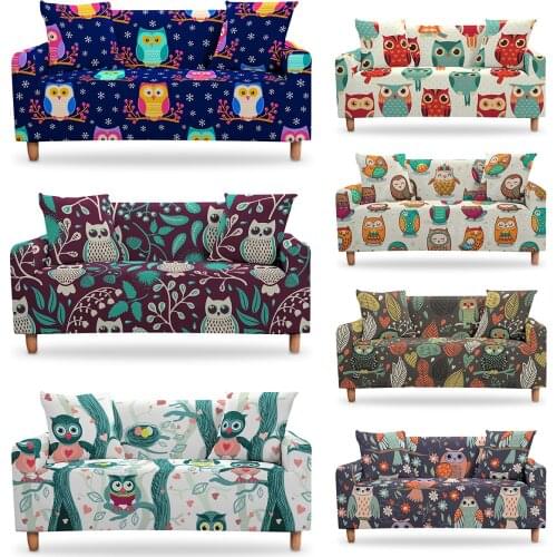 Stretch Owl Pattern Sofa Slipcover Elastic Sofa Covers For Living Room Funda Sofa Chair Couch Cover Home Decor 1/2/3/4-seater