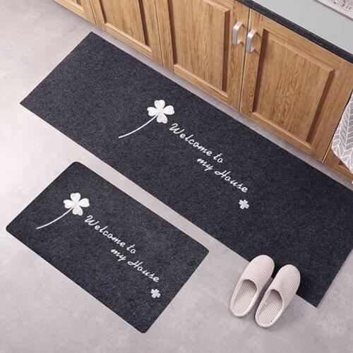 Black Kitchen Floor Mat Entrance Doormat TPR Rubber Bathroom Non-Slip Welcome Mat Mud-removing Sand-stripping Flower Carpet Rug