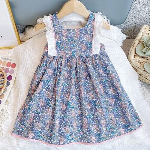 2021 New Childrens Dress Fashion Temperament Sleeveless Floral Print Princess Dress Summer Cute Girl Dress