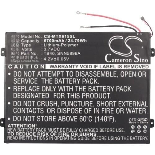 Cameron Sino 6700mAh Battery For Motorola MZ615 MZ616 MZ617 Xoom 2 10.1,L-L-L DC110510 SNN5896A TB40