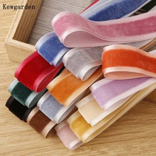 Kewgarden 1" 25mm 1.5" 38mm Velvet Satin Edge Ribbon Gift Packing Webbing DIY Bow Tie Hair Accessories Handmade Tape 10 Yards