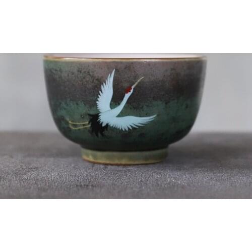 LUWU ceramic teacup handmade crane tea cup chinese kung fu cup 70ml