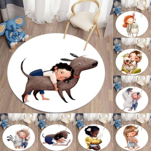 Cute girl rugs for bedroom bedroom decoration circle rug japanese home decor round area rug rugs for bedroom white rug Carpet