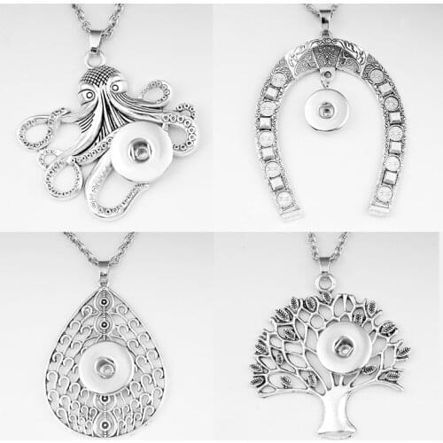 MY1977 Horseshoe octopus Drop shape tree of life Elephant Scorpion 18mm snap button jewelry necklace & pendants DIY