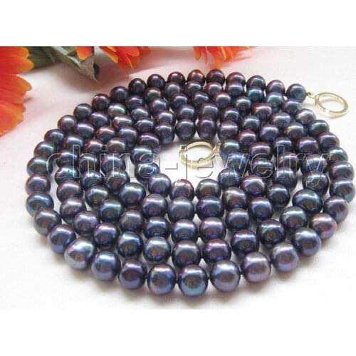 P4917- AAA 50" 10-11mm natural black round freshwater pearl necklace - free shipping