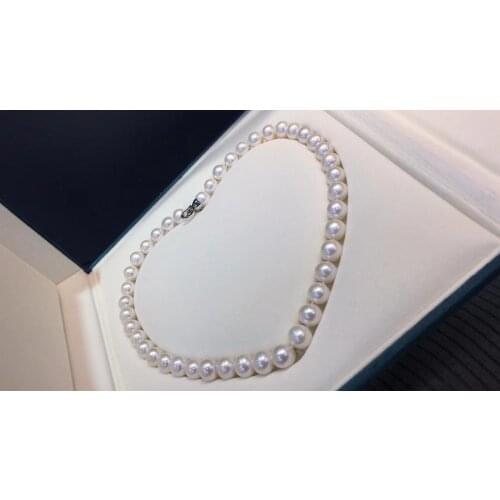 D404 Pearl Necklace Fine Jewelry Natural 8-9mm Round Fresh Water White Pearls Necklaces for Women Presents